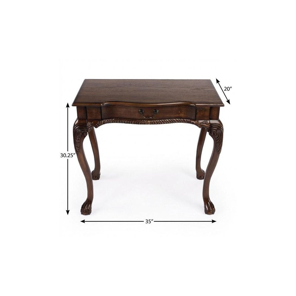 35" Brown Solid Wood Writing Desk HomeRoots