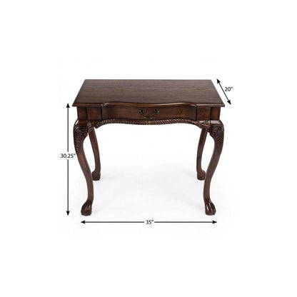 35" Brown Solid Wood Writing Desk HomeRoots