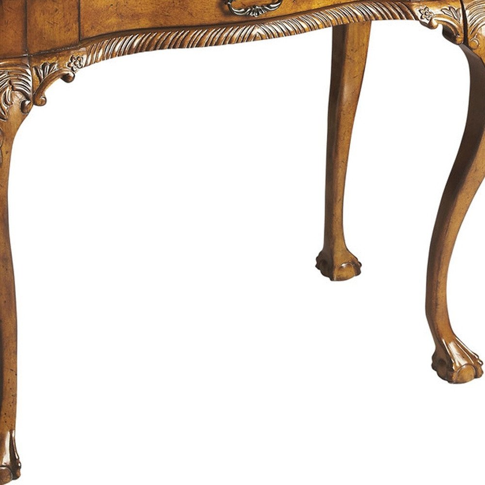 35" Brown Solid Wood Writing Desk HomeRoots