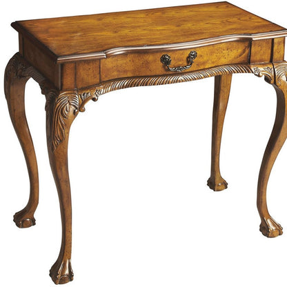 35" Brown Solid Wood Writing Desk HomeRoots