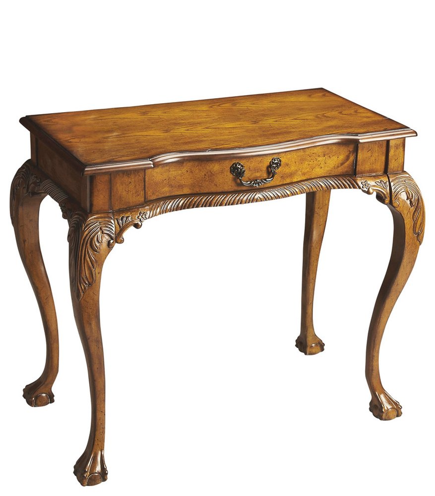 35" Brown Solid Wood Writing Desk HomeRoots