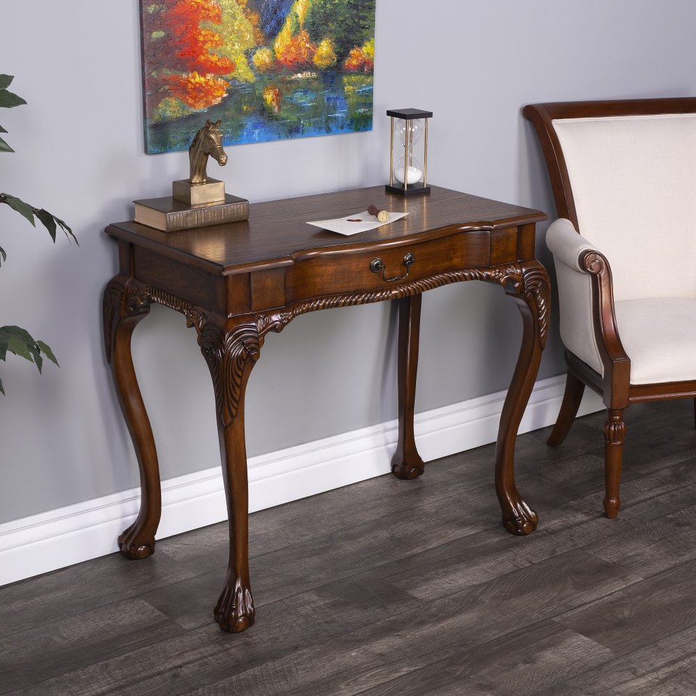 35" Brown Solid Wood Writing Desk HomeRoots