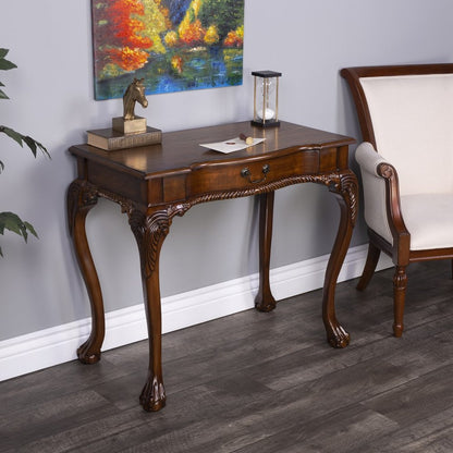 35" Brown Solid Wood Writing Desk HomeRoots