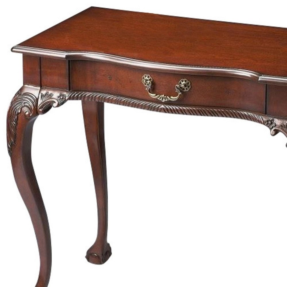 35" Dark Brown Writing Desk HomeRoots