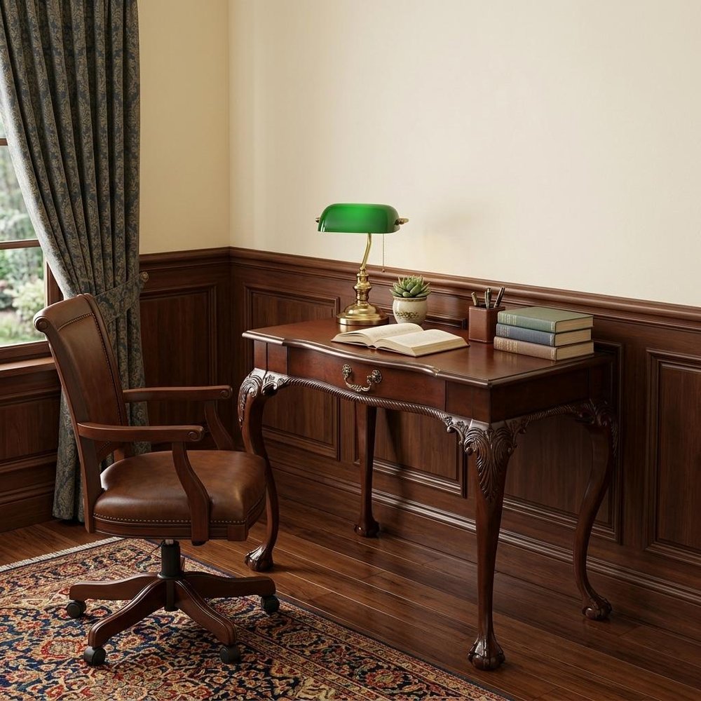 35" Dark Brown Writing Desk HomeRoots