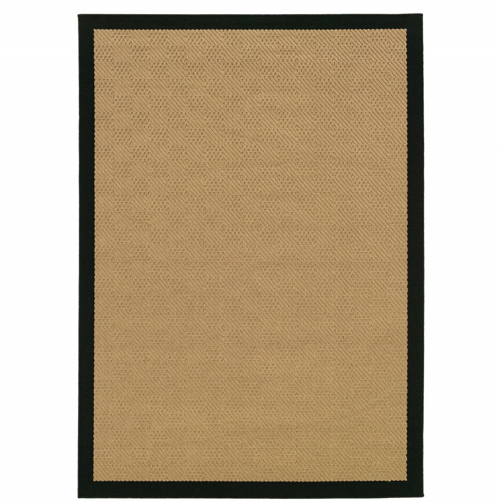 4' x 6' Beige and Black Indoor Outdoor Area Rug