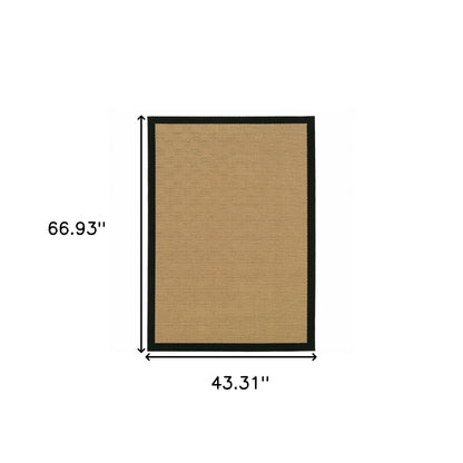 4' x 6' Beige and Black Indoor Outdoor Area Rug