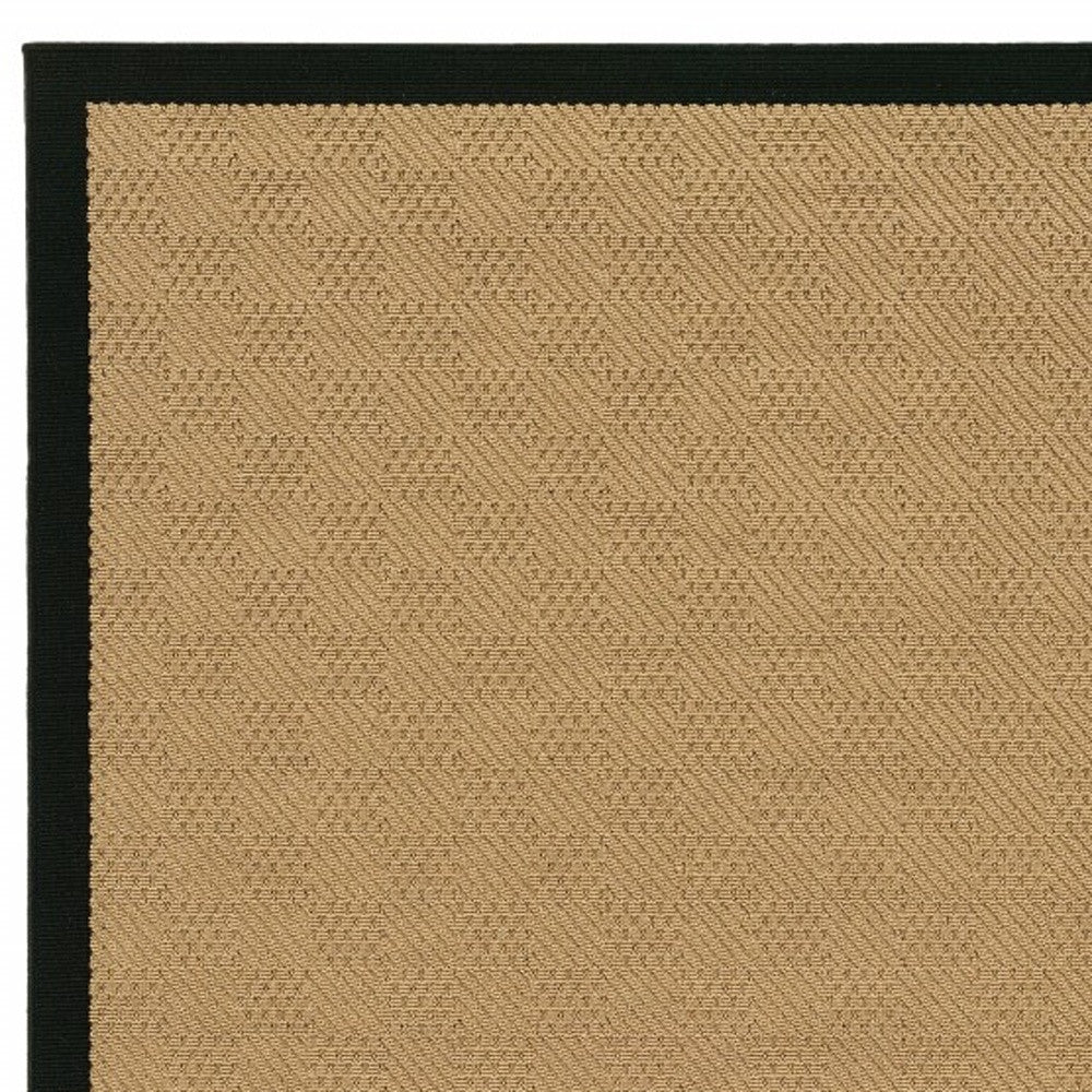 4' x 6' Beige and Black Indoor Outdoor Area Rug