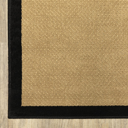 4' x 6' Beige and Black Indoor Outdoor Area Rug