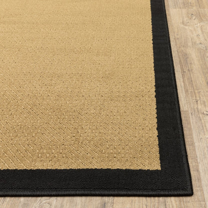 4' x 6' Beige and Black Indoor Outdoor Area Rug