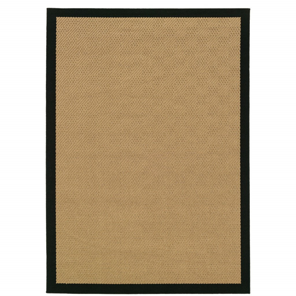 4' x 6' Beige and Black Indoor Outdoor Area Rug