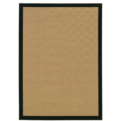 4' x 6' Beige and Black Indoor Outdoor Area Rug