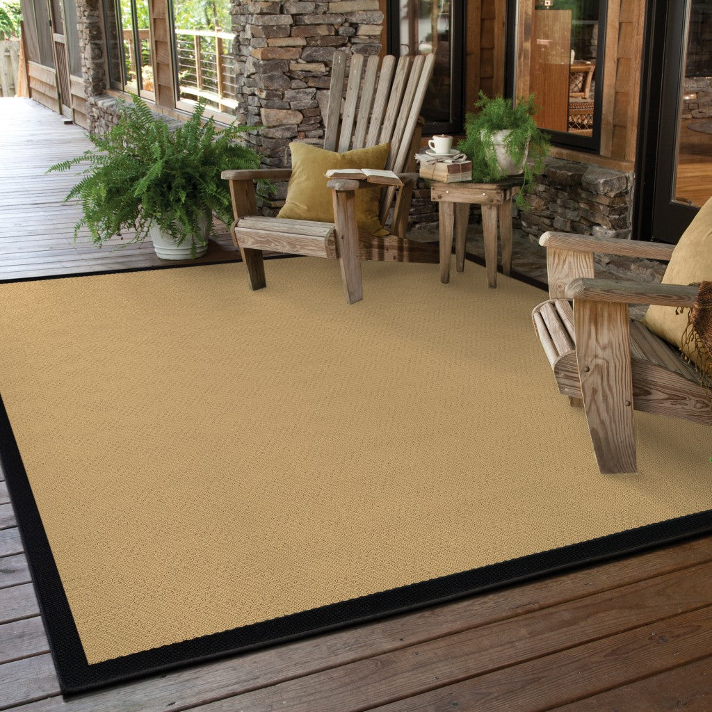 4' x 6' Beige and Black Indoor Outdoor Area Rug