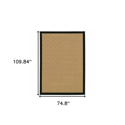 4' x 6' Beige and Black Indoor Outdoor Area Rug