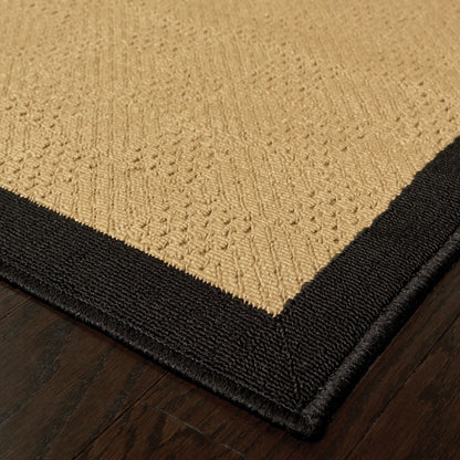 4' x 6' Beige and Black Indoor Outdoor Area Rug