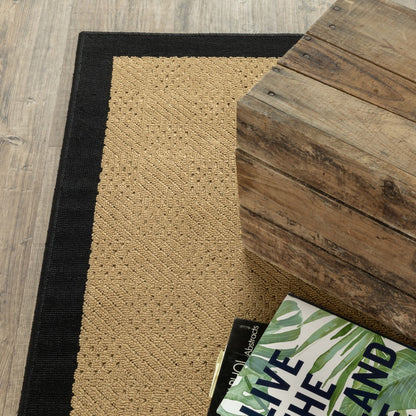 4' x 6' Beige and Black Indoor Outdoor Area Rug