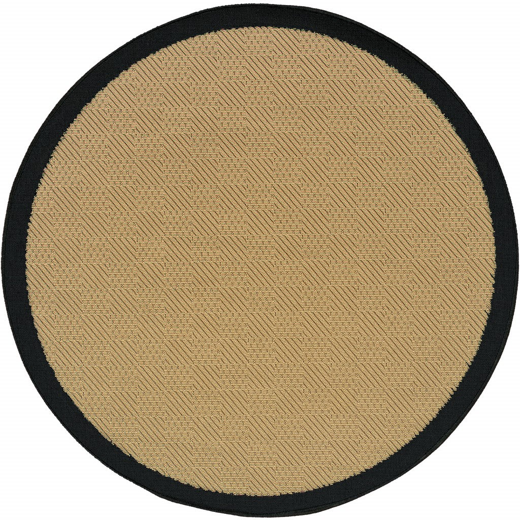 8' X 8' Beige and Black Indoor Outdoor Area Rug