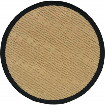 8' X 8' Beige and Black Indoor Outdoor Area Rug