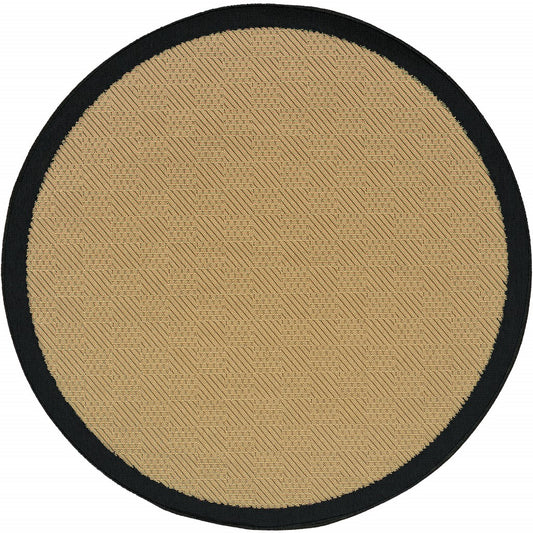 8' X 8' Beige and Black Indoor Outdoor Area Rug