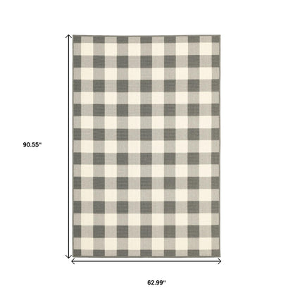 2' X 8' Gray and Ivory Indoor Outdoor Area Rug