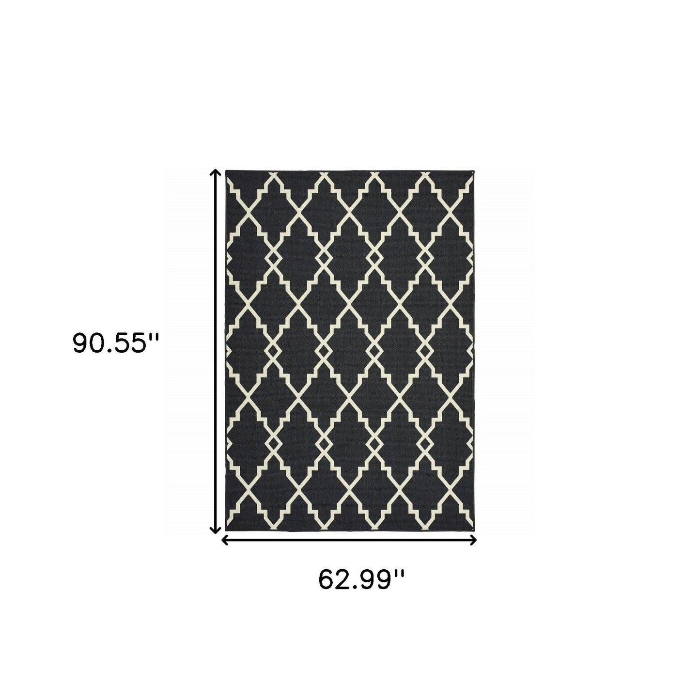 2' X 8' Black and Ivory Indoor Outdoor Area Rug - FurniFindUSA