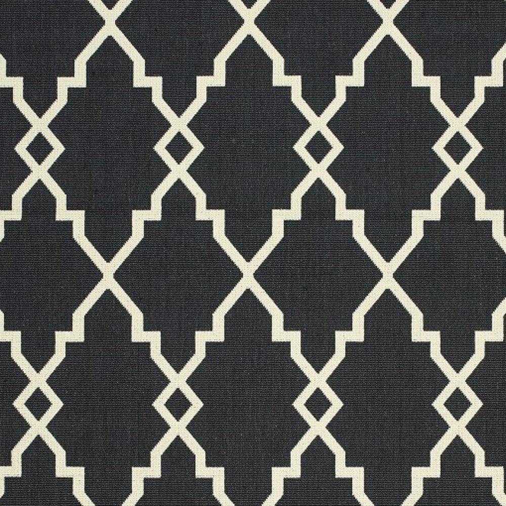 2' X 8' Black and Ivory Indoor Outdoor Area Rug - FurniFindUSA