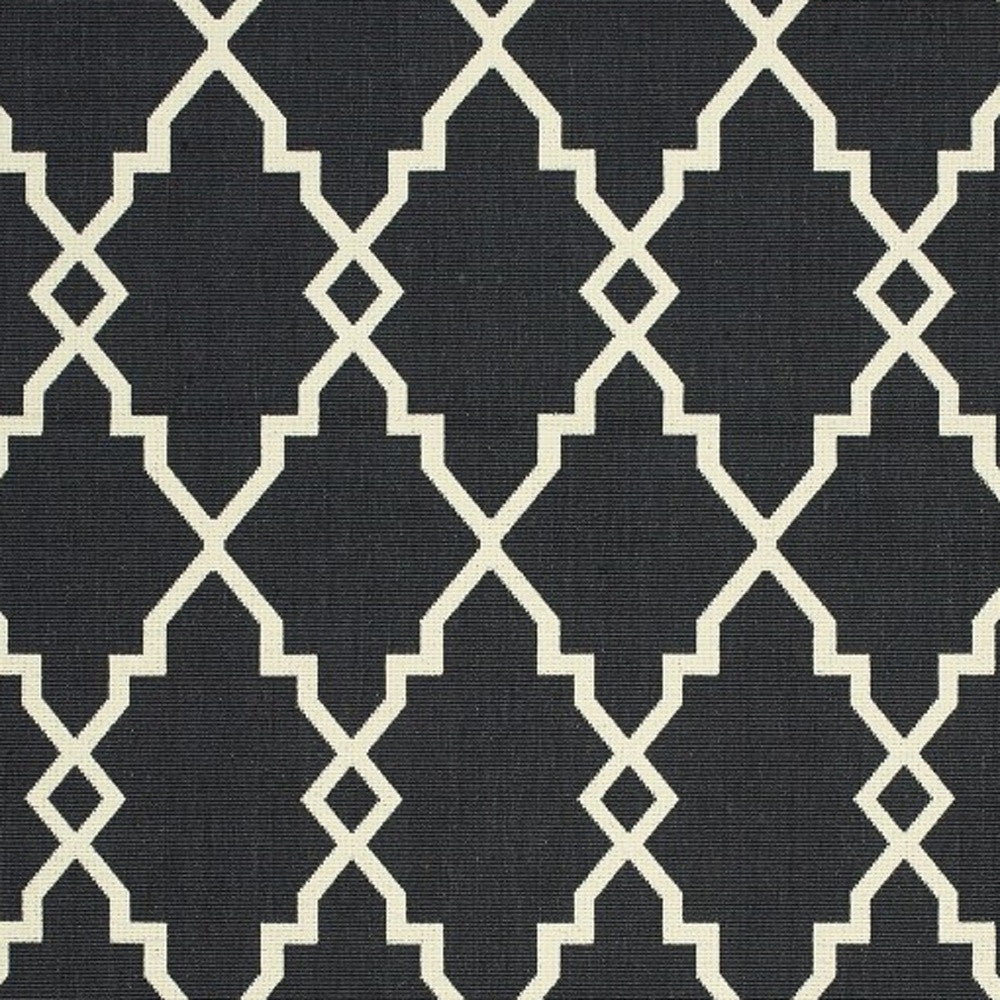 4' x 6' Black and Ivory Indoor Outdoor Area Rug