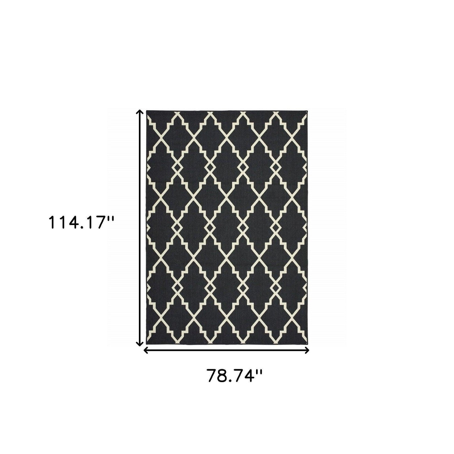 2' X 8' Black and Ivory Indoor Outdoor Area Rug - FurniFindUSA