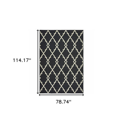 2' X 8' Black and Ivory Indoor Outdoor Area Rug - FurniFindUSA