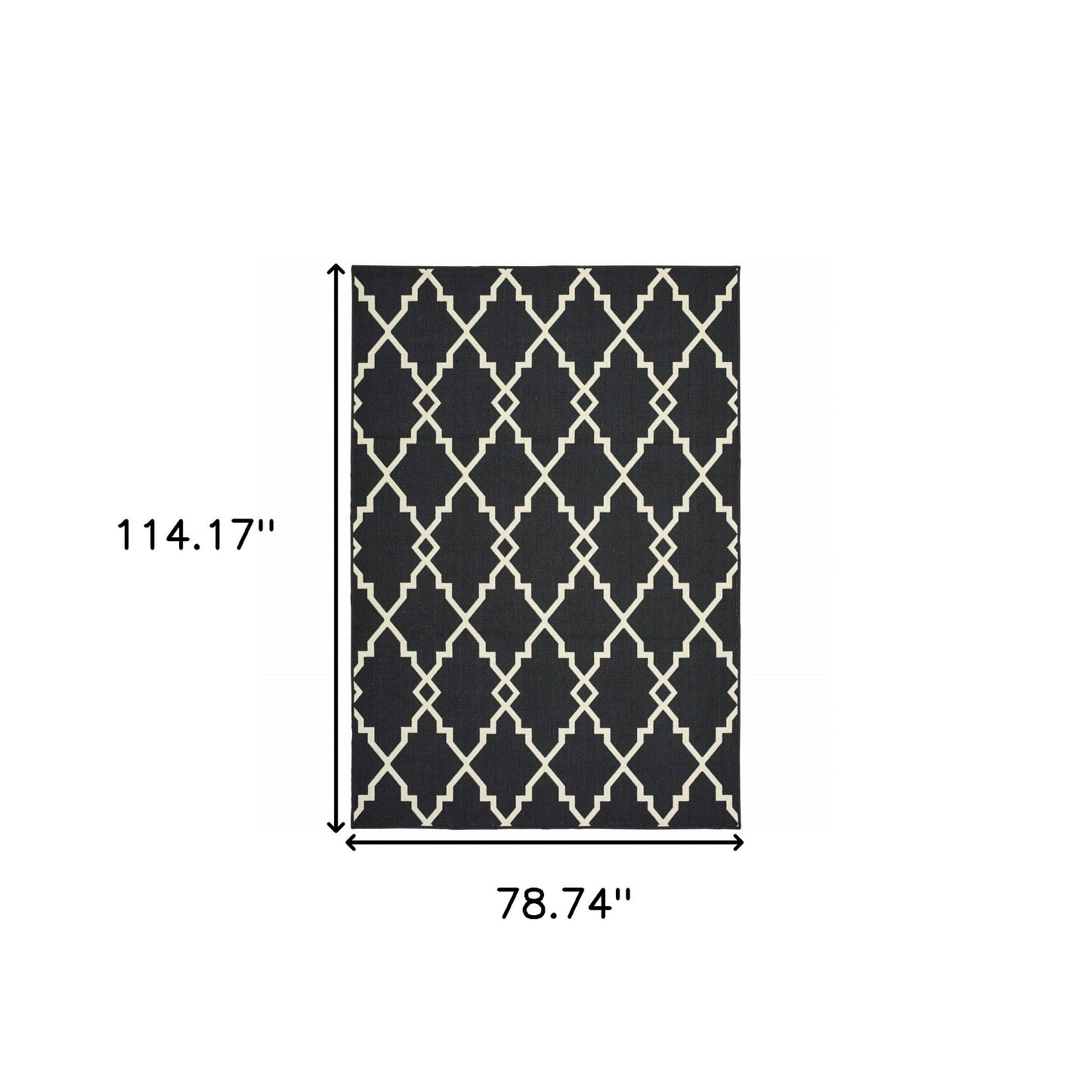 4' x 6' Black and Ivory Indoor Outdoor Area Rug