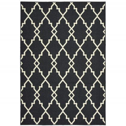 4' x 6' Black and Ivory Indoor Outdoor Area Rug