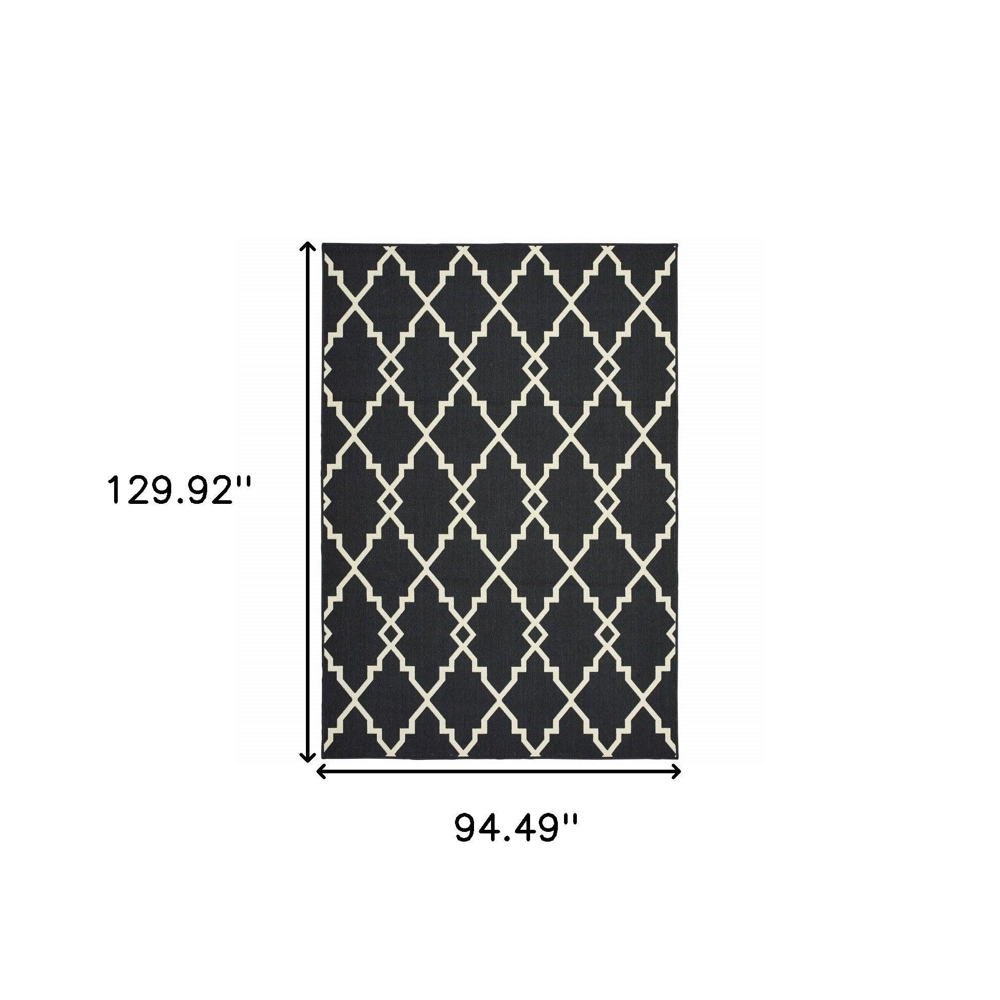 2' X 8' Black and Ivory Indoor Outdoor Area Rug - FurniFindUSA