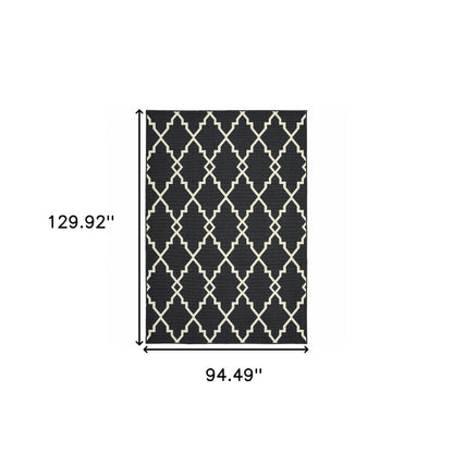 2' X 8' Black and Ivory Indoor Outdoor Area Rug - FurniFindUSA