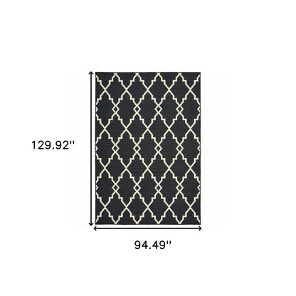 4' x 6' Black and Ivory Indoor Outdoor Area Rug