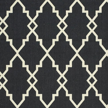 2' X 8' Black and Ivory Indoor Outdoor Area Rug - FurniFindUSA