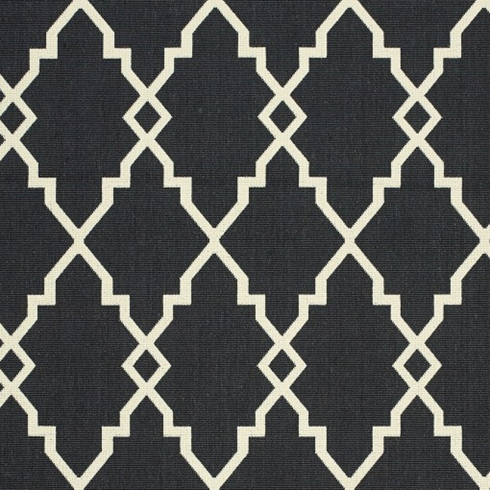 4' x 6' Black and Ivory Indoor Outdoor Area Rug