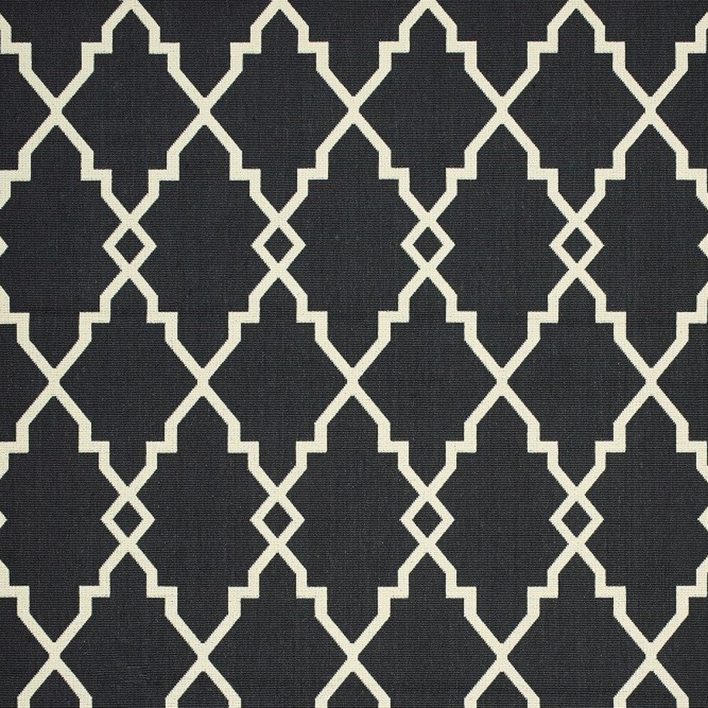 4' x 6' Black and Ivory Indoor Outdoor Area Rug