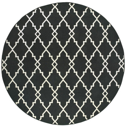 2' X 8' Black and Ivory Indoor Outdoor Area Rug - FurniFindUSA