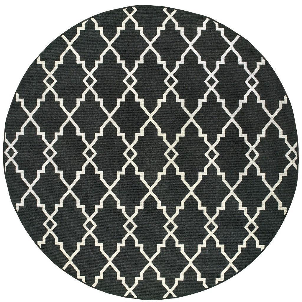 2' X 8' Black and Ivory Indoor Outdoor Area Rug - FurniFindUSA