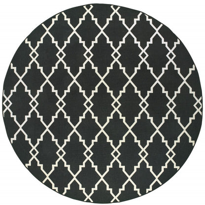 4' x 6' Black and Ivory Indoor Outdoor Area Rug