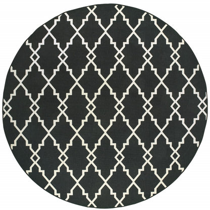 4' x 6' Black and Ivory Indoor Outdoor Area Rug