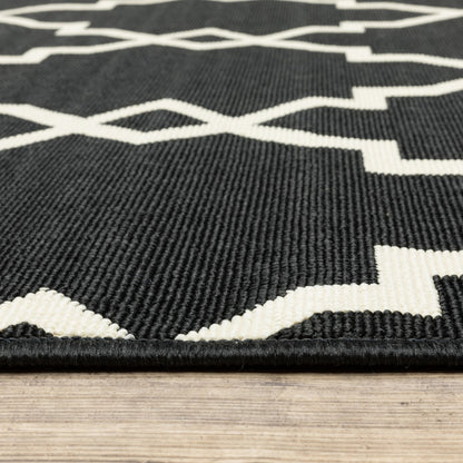 4' x 6' Black and Ivory Indoor Outdoor Area Rug