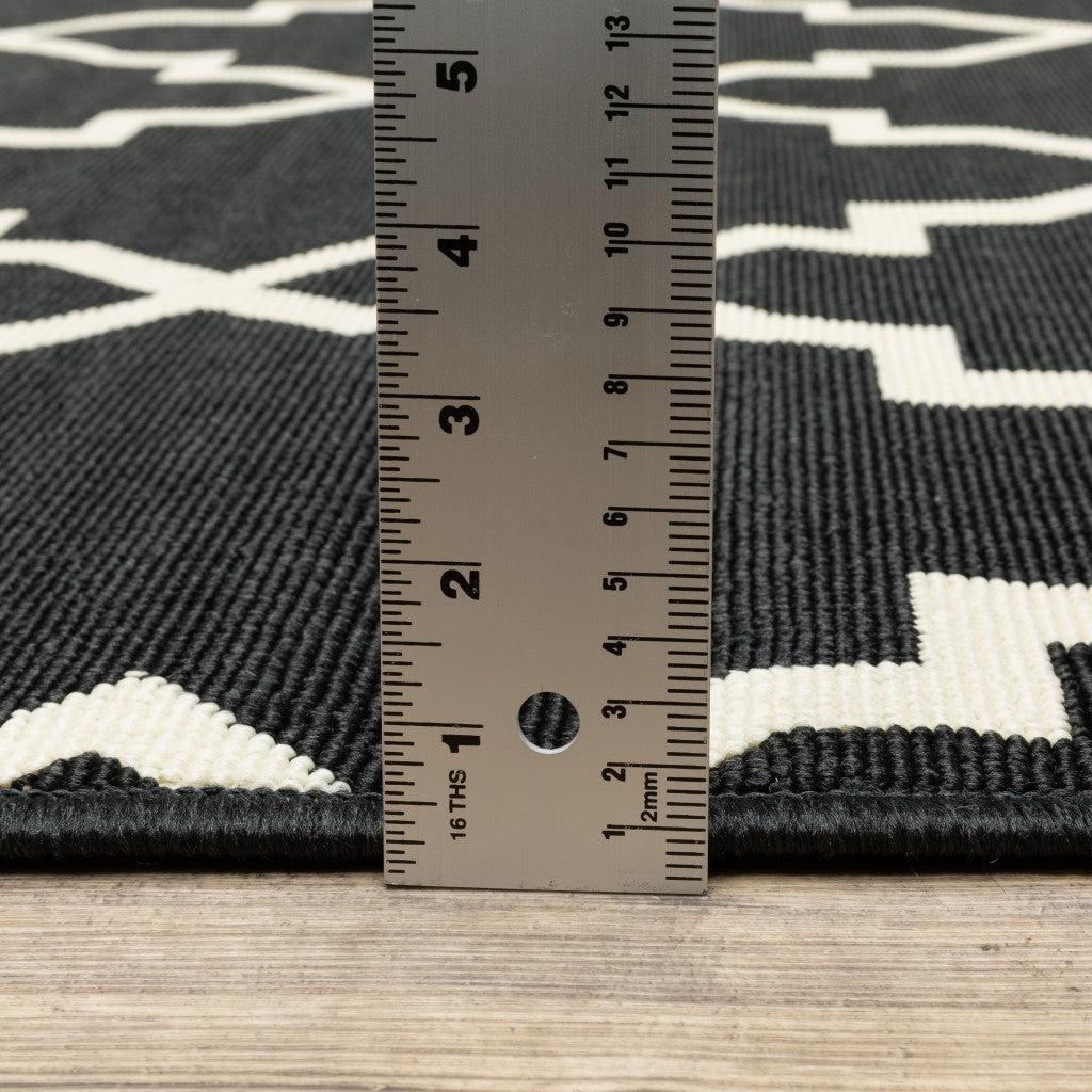 4' x 6' Black and Ivory Indoor Outdoor Area Rug