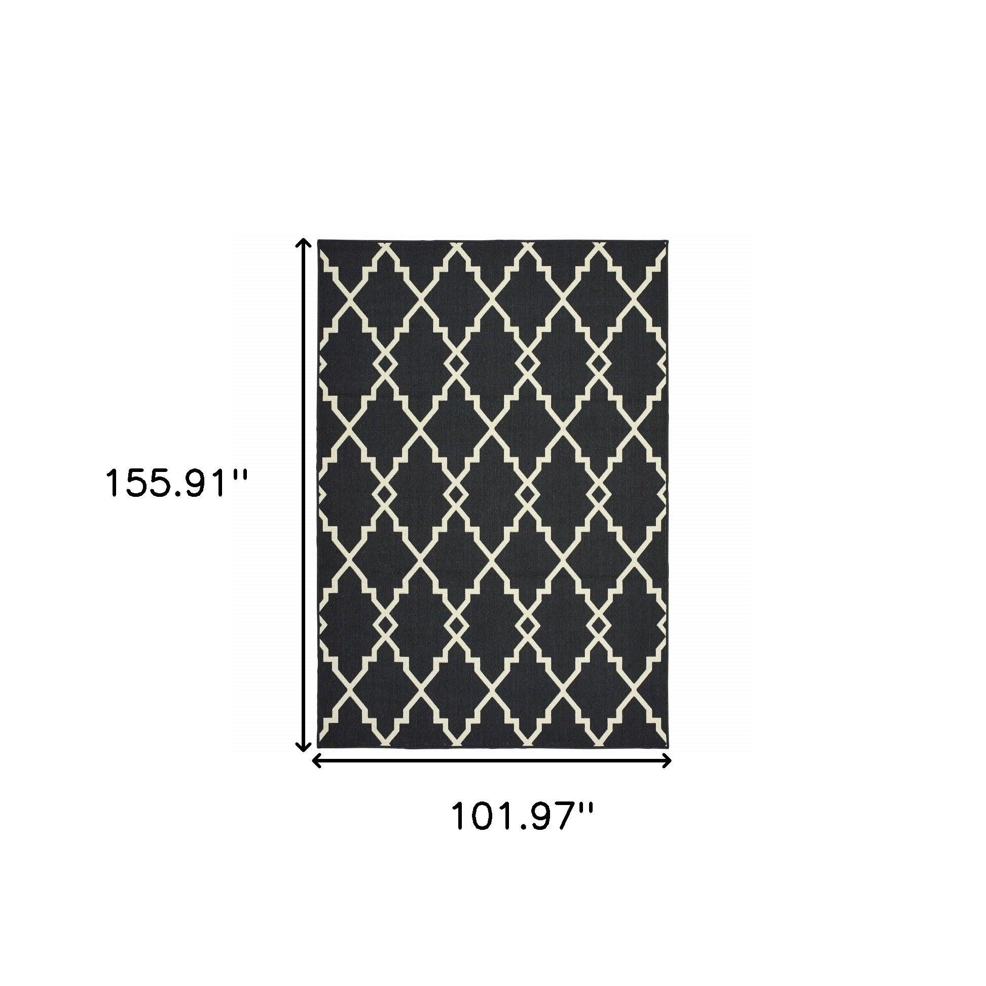 2' X 8' Black and Ivory Indoor Outdoor Area Rug - FurniFindUSA