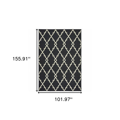 2' X 8' Black and Ivory Indoor Outdoor Area Rug - FurniFindUSA