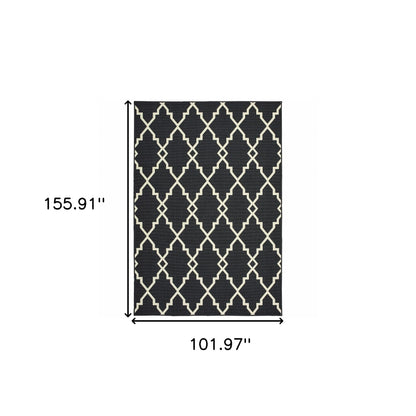 4' x 6' Black and Ivory Indoor Outdoor Area Rug