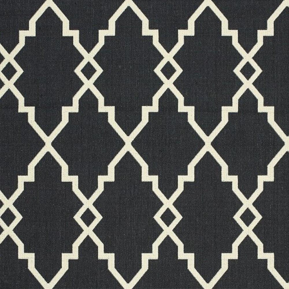 2' X 8' Black and Ivory Indoor Outdoor Area Rug - FurniFindUSA