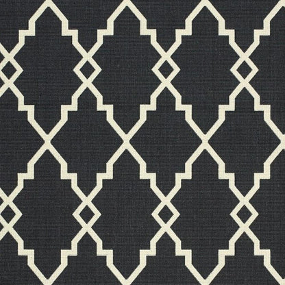 2' X 8' Black and Ivory Indoor Outdoor Area Rug - FurniFindUSA