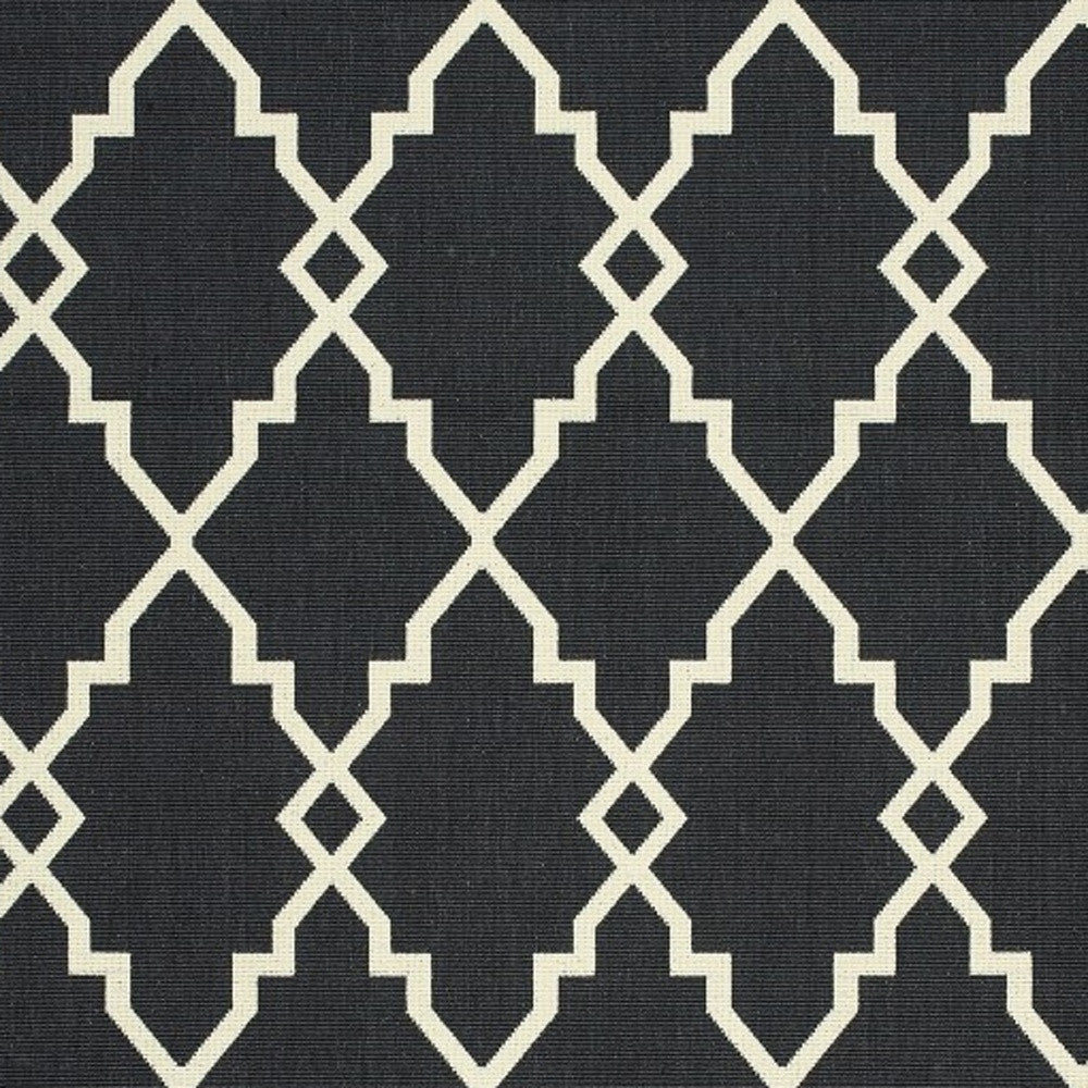 4' x 6' Black and Ivory Indoor Outdoor Area Rug