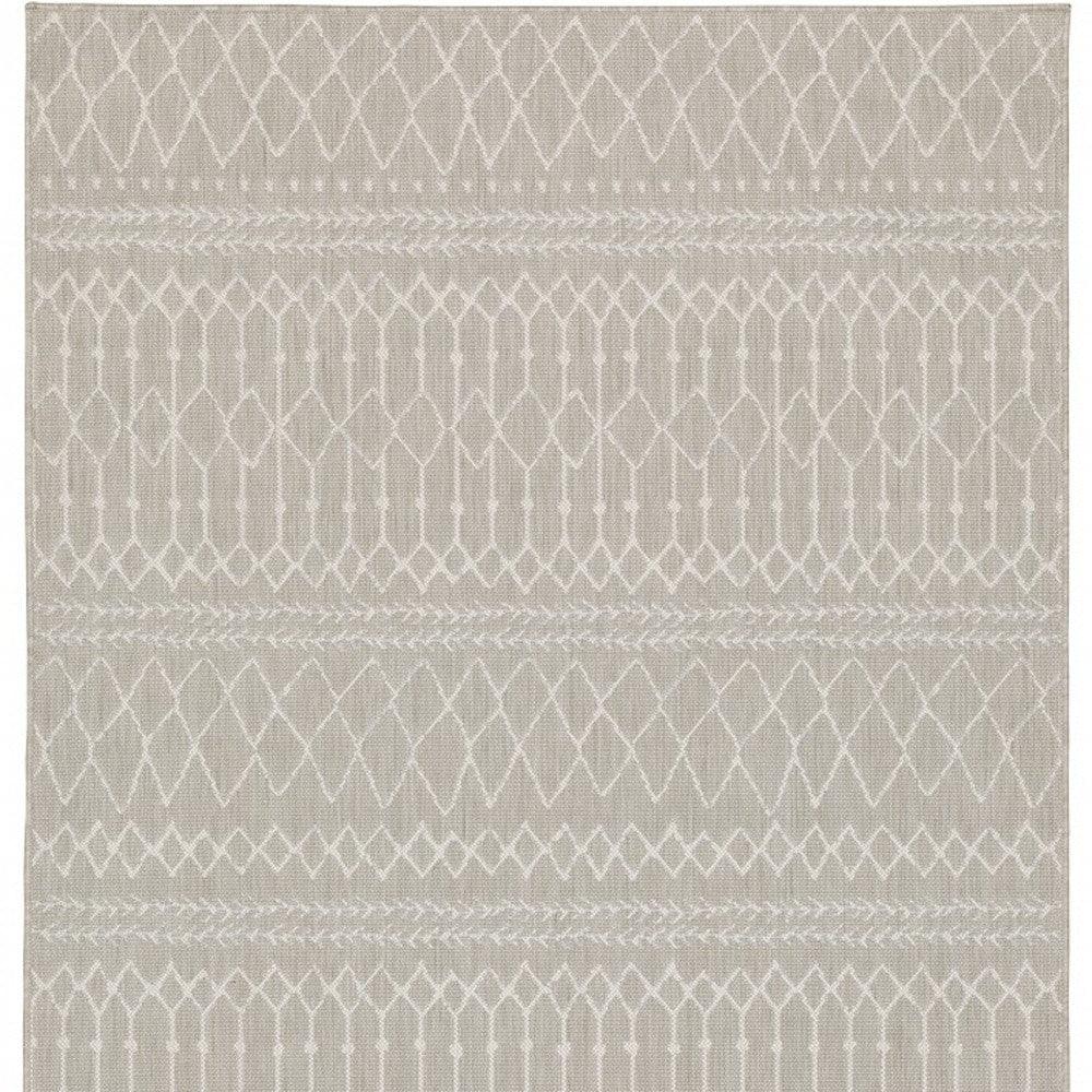 3' X 5' Gray and Ivory Indoor Outdoor Area Rug - FurniFindUSA